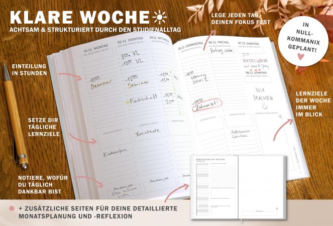 Detailansicht Wochenplanung Lehrerkalender 2024 2025 mit Jahresübersicht, Stundenpläne, Klassenliste, blau korall